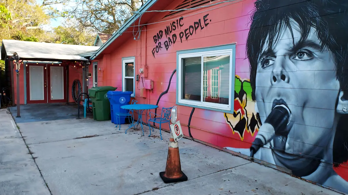 Outdoor mural and sculpture